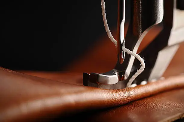 Threading a leather sewing machine 