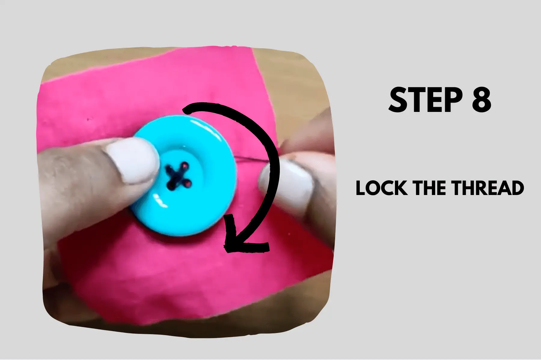 Locking the thread of four hole button