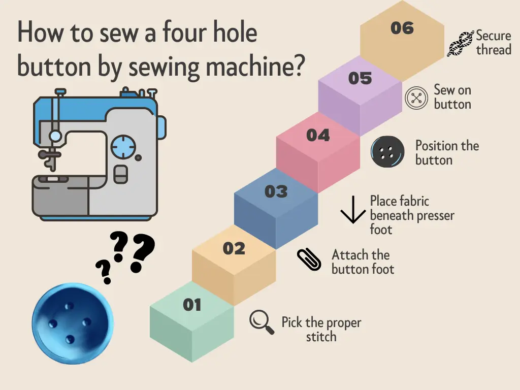 how to sew a four hole button By machine 